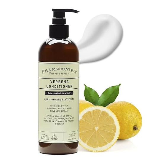 Pharmacopia Verbena Conditioner - Natural Scalp Moisturizer, Vegan & Cruelty-Free Hair Care with Shea Butter, Aloe Vera, Jojoba Oil and Olive Leaf Extract for Dry Hair Treatment and Detangling, 16 oz