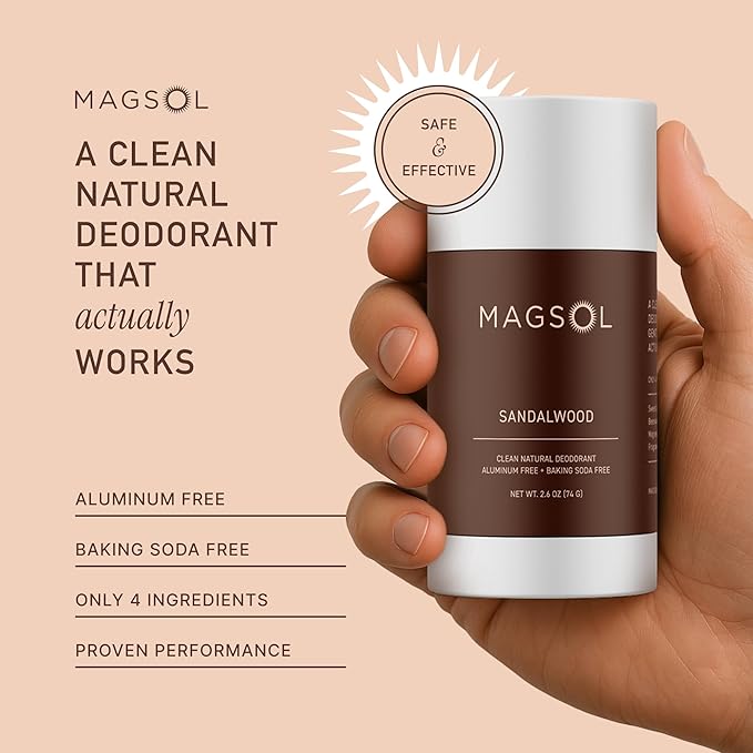 MAGSOL Natural Deodorant for Men, Aluminum Free Deodorant for Women (2 Pack) (Sandalwood)