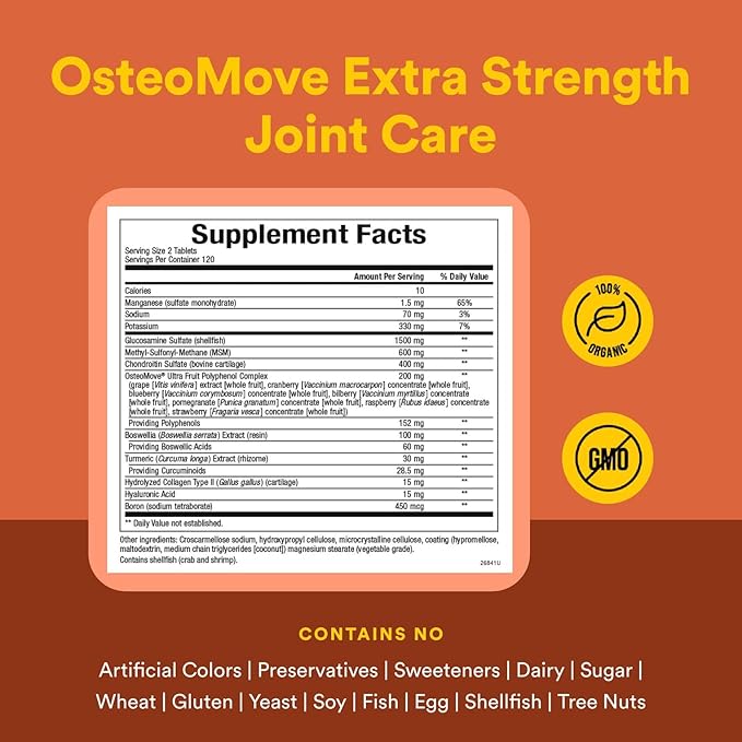 Natural Factors, OsteoMove Joint Care, Extra Strength Support for Joint and Bone Health, Non-GMO, 240 tablets (120 servings)
