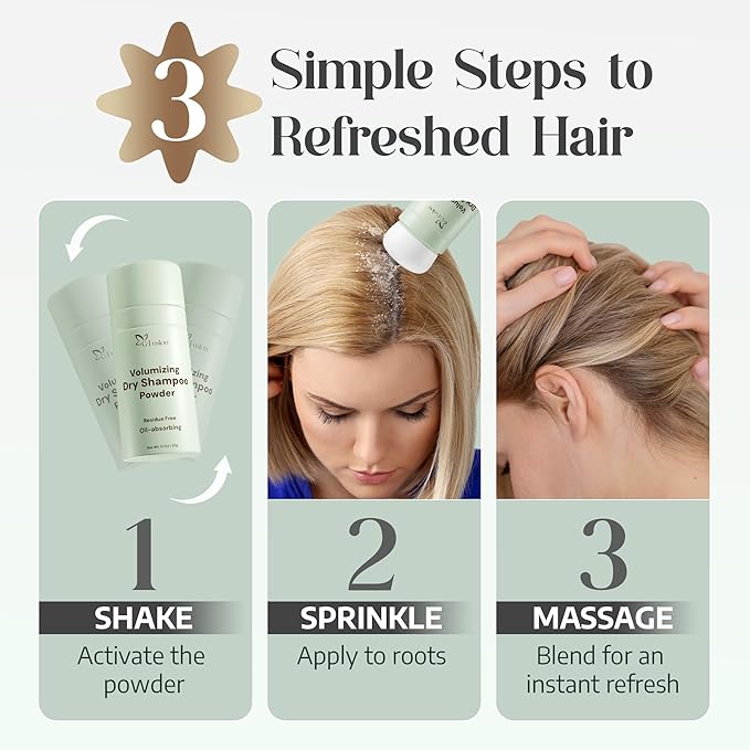 Volumizing Dry Shampoo Powder - Refreshes Hair, Absorbs Oil, Boosts Volume, Leaves No Residue, Features Innovative, Non Aerosol Dry Shampoo for Active and Travel Size Shampoo Lifestyles