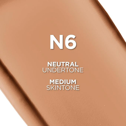 L'Oreal Paris True Match Super-Blendable Foundation, Medium Coverage Liquid Foundation Makeup, N6, Medium, 1 Fl Oz