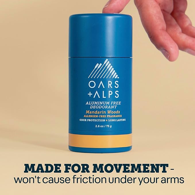Oars + Alps Deodorant for Men & Women, Aluminum Free Deodorant for Men, Dermatologist Tested, Clean Ingredients, Vegan, Long Lasting, Mandarin Woods, 1pk, 2.6oz