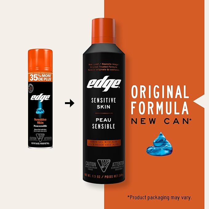 Edge Shaving Gel for Men, 9.5oz, 2 Pack Mens Shave Gel with Aloe, Mens Shaving Cream Sensitive Skin Shave Gel - Moisturizes, Protects, and Soothes