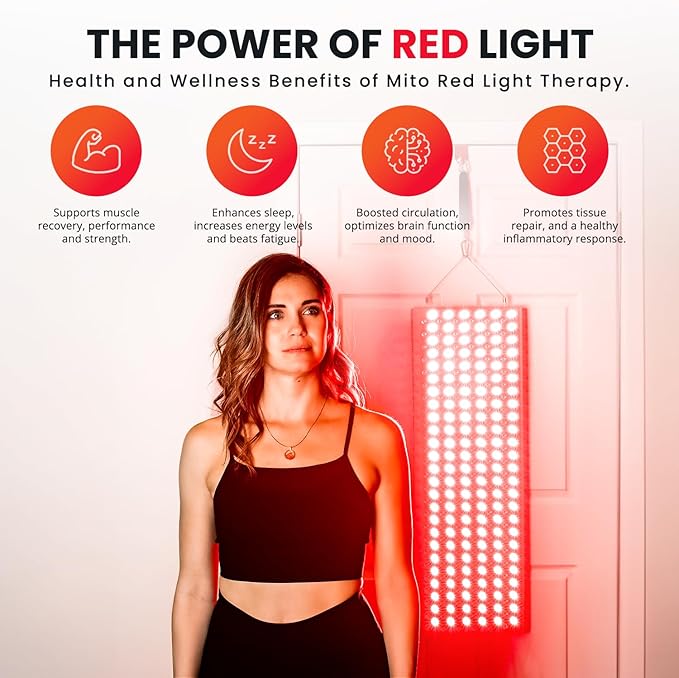 Mito Red Light - MitoMEGA 2.0 Red Light Panel - Red Light Therapy for Face and Neck – Red Light Therapy Panel - Red Light & Near Infrared Red Light Therapy - at-Home Red Light Therapy for Body