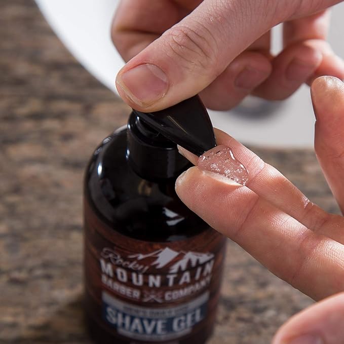 Men's Shave Gel - Clear Shaving Gel So You Can See Where You Are Shaving – For Full Shaves and Tightening Beard Lines - 8oz by Rocky Mountain Barber Company
