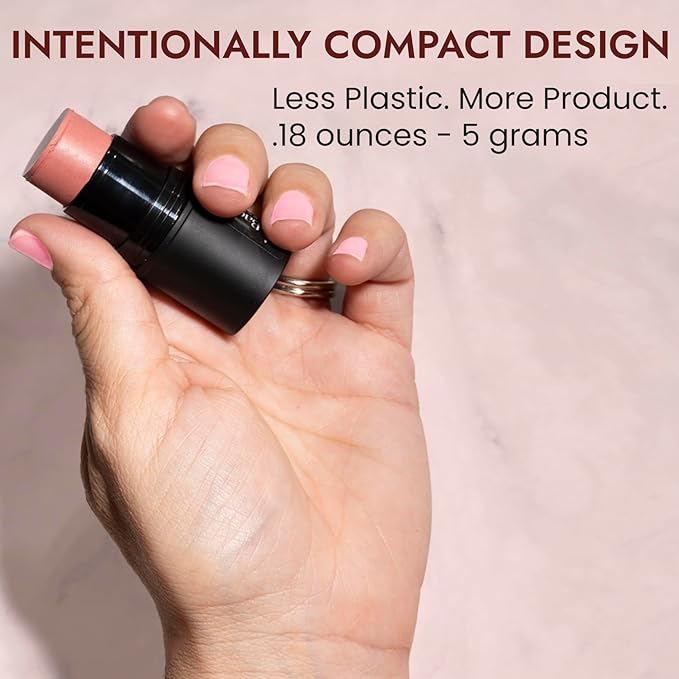 Organic Blush Tube, Prosecco - 100% Natural Vegan Cream Blush Sticks, Multi-Use Bronzer, & Highlighter for Lips, Cheeks & Eyes, Buildable Shimmer, Gluten-Free, Paraben-Free, Made in USA