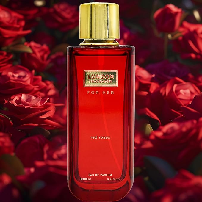 London Fragrances - Red Roses - Womens Perfume - Fresh Floral Fragrances - Eau de Parfum - Lime Zest, Rose Perfume for Women - 3.4 oz