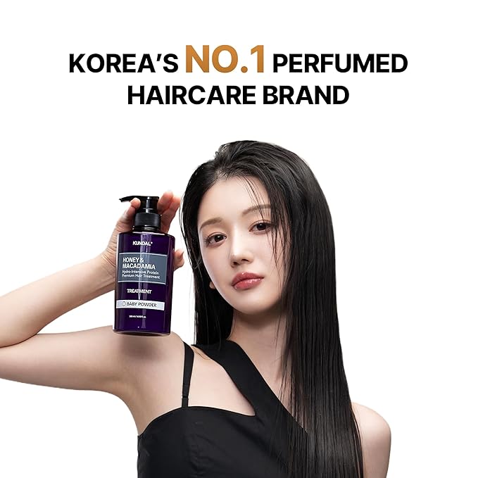 KUNDAL/Honey & Macadamia/Deep Moisture Repair Set, Smooth Frizz + Strengthen Strands + Silky Soft Hair | Amber Vanilla, 300ml (Pack of 2), Stocking Stuffers