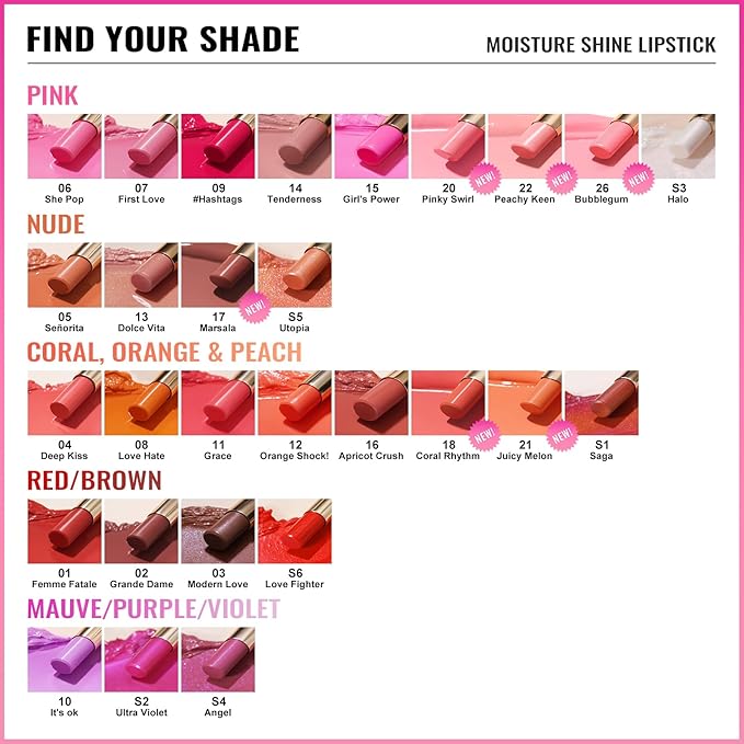 Oulac Moisturizing Red Lipstick for Women - Moisture Shine Hydrating Lipstick & Tinted Lip Balm for Dry Lips, Medium Coverage Lip Color | Juicy Look, Glossy Finish, Vegan, Cruelty-Free (16)