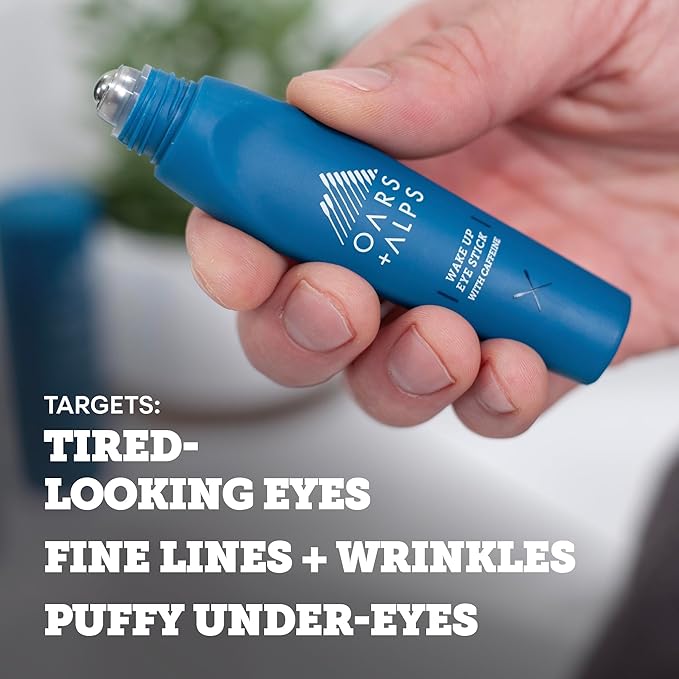 Oars + Alps Wake Up Under Eye Roller and Eye Depuffer, Dermatologist Tested Skin Care Infused with Caffeine and Aloe Vera, Soothes, Reduce Fine Lines, Refreshes Face, 0.5 Oz