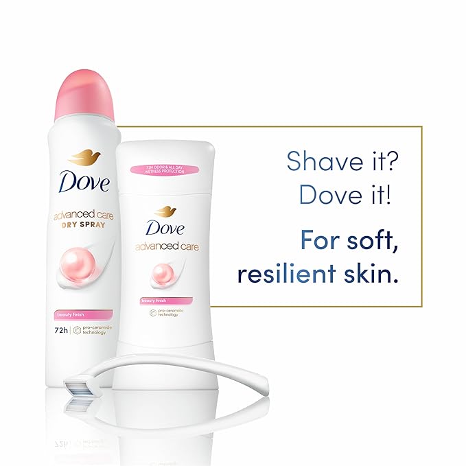 Dove Advanced Care Antiperspirant Deodorant Stick Beauty Finish 4 Count for helping your skin barrier repair after shaving 2.6 oz