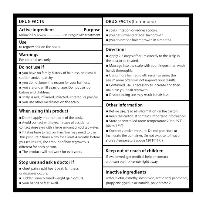 5% Minoxidil Hair Growth for Men and Women: Extra Strength Minoxidil Beard Regrowth Treatment Serum with Biotin for Thinning Hair Loss to Grow Thicker Fuller 30ml 6 Bottles