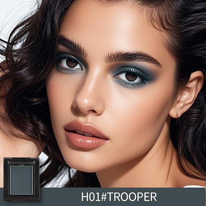 Erinde Single Matte Eyeshadow Palette, Velvet Eye Shadow Compact Powder Natural Makeup, Long-Lasting Eye Makeup, Ultra-Blendable, Pigmented Color, Vegan Formula, H01 Trooper