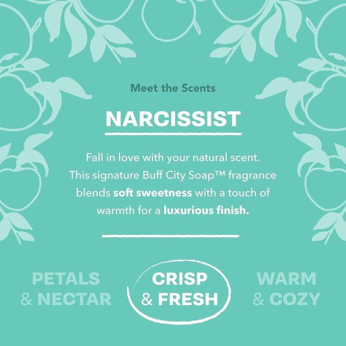 Buff City Soap Plant-Based Body Wash - Coconut Cleansers & Almond Oil Infused. Gentle & Rich Non-Drying Lather. Helps Reduce Moisture Loss & Supports Natural Skin Barrier - Narcissist, 12 floz