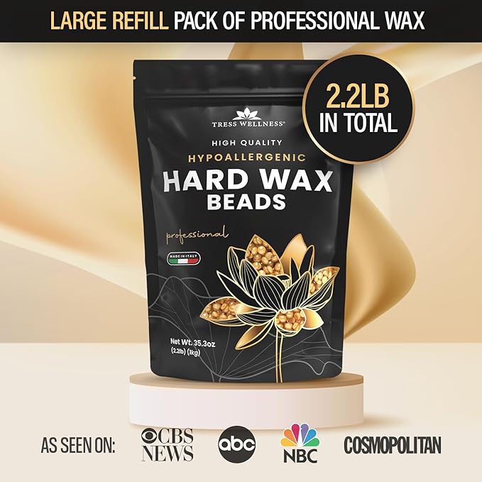 Tress Wellness Wax Beads - Dermatologically Tested - At-Home Kit for Bikini, Brazilian & Full Body - Unscented 2.2 lbs