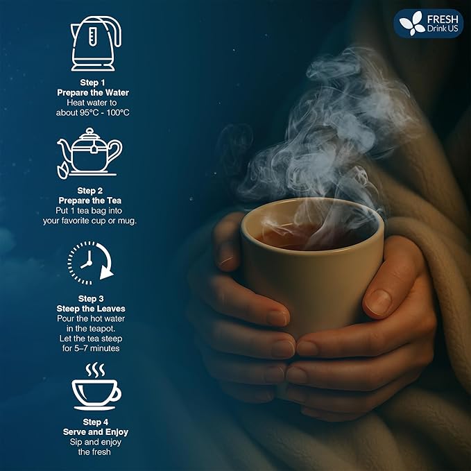 FreshDrinkUS, Premium 75 Tea Bags Better Sleep Herbal Tea | Special Herbal Sleep Tea, Caffeine-Free Loose Leaf Blend with Spearmint Leaves, Lemongrass Leaves, and Hawthorn Berry – Naturally Refreshing and Aromatic.