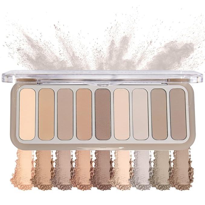 9 Colors Matte Naked Eyeshadow Palette Neutral Nude Smoky Eye Shadow Pallet Gray Taupe Brown High Pigmented Ultra-Blendable Waterproof Long Lasting Makeup Palettes Suitable for Older Women