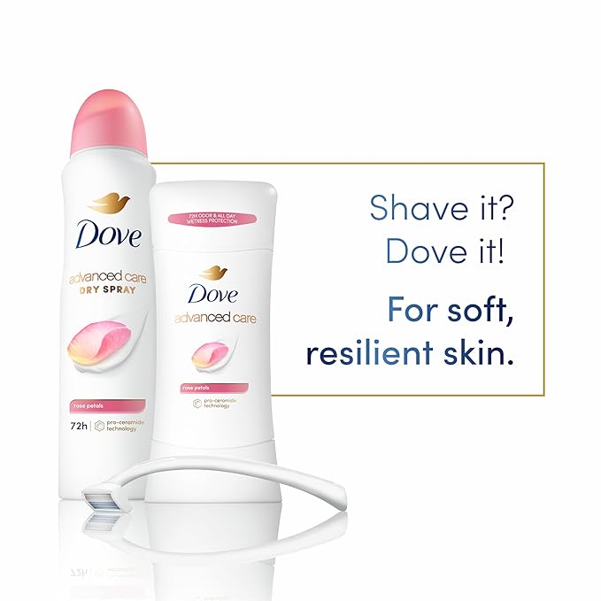 Dove Advanced Care Antiperspirant Deodorant Stick Rose Petals 4 Count for after shave care for underarms 72 hour odor control with all-day sweat protection stick for soft underarms 2.6 oz