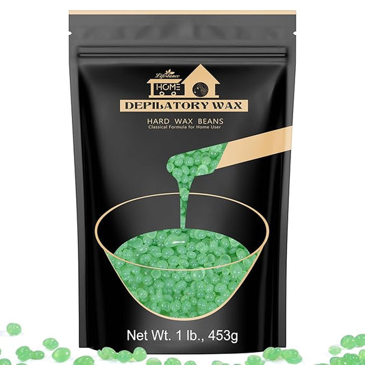 Lifestance Aloe Vera Wax Beads, Wax for Sensitive Skin, Hair Removal Wax Beans for Face, Legs, Coarse & Fine Hair, Pearl Beads, Unisex, 16 Ounce, 20 Count