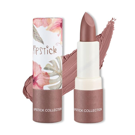 Matte Nude Lipstick Silky Velvet Lip Gloss Nude Lip Stain Paper Tube Lipsticks Non-Stick Cup, Waterproof Long Lasting Matte Lipstick for Women Daily Professional Lip Makeup-05 Amber