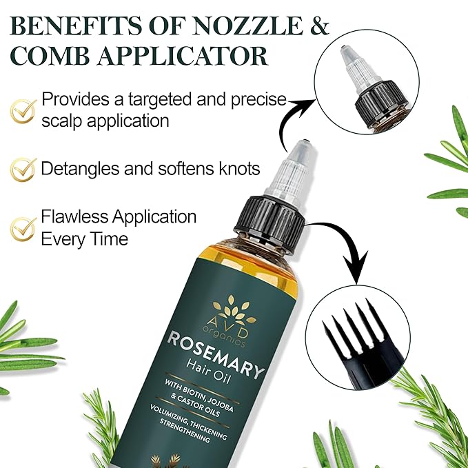 Pure Rosemary Oil for Hair Growth (4.05 fl oz) Infused with Biotin Jojoba & castor Oil | Hair strengthening Treatment | Nourishing & Volumizing– Strengthening, | Non-GMO verified