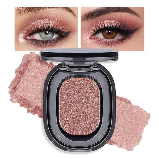 Eye shadow low saturation delicate long-lasting eye shadow palette, Monochrome Glittler Eyeshadow, pressed glitter eyeshadow, Glittle Pressed Powder Single Vegan Eyeshadow, (02 Glittle Brown)