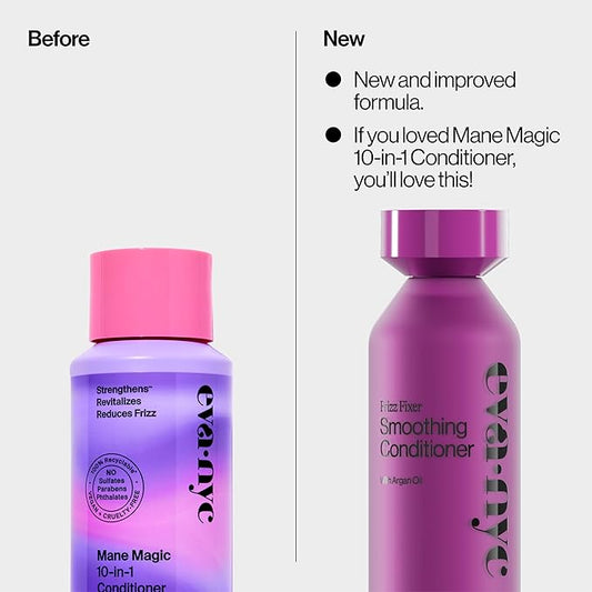 Eva NYC Anti-Frizz Conditioner with Argan Oil + Sunflower Seed Oil - Soft, Shiny + Nourished Hair - For Frizzy, Medium to Thick Hair Types - Sulfate-Free - Warm Vanilla Scent - 10 fl oz