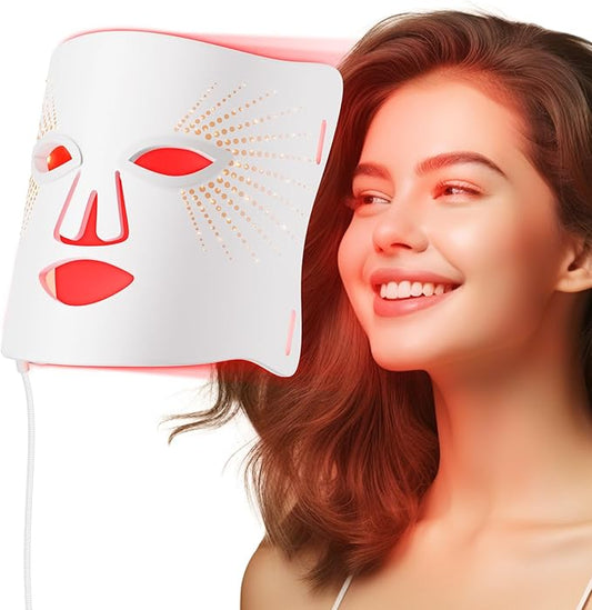 Red Light Therapy for Face LED Face Mask Light Therapy,Cordless 120 LED, USB Rechargeable,Red Mask for Home Working Travel Yoga Sleep