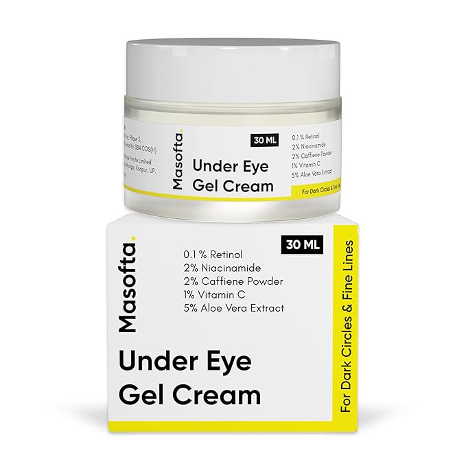 Under Eye Gel Cream with Retinol, Niacinamide, Caffeine, Vitamin C, & Aloe Vera Extract for Dark Circles, Fine Lines, and Puffy Eyes, For both Men & Women, 30ML