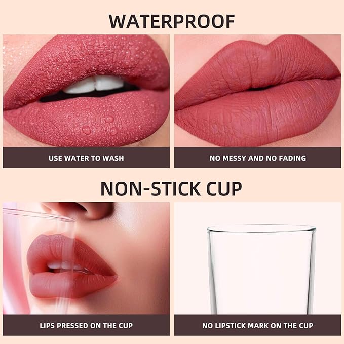 Pink Orange Matte Liquid Lipstick,Super Stay Highly Pigmented Rich Lip Colors Smudge Proof Waterproof Transfer-Resistant (Nude Pink)