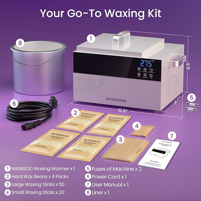 5.5 lbs Wax Pot Professional Wax Warmer for Hair Removal, 86-275℉ Smart Adjustable Temp, 5-Min Fast Melting, Digital Large Waxing Pot for Beauty Salon SPA Esthetician