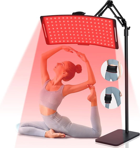 KingPavonini Red Light Therapy for Body, 2-in-1 Red Light Therapy Lamp Convertible to Wearable Belt, 9 Modes, 660nm Red & 850nm Infrared Light Therapy for Face Back Waist Knee, Mucsle Recovery