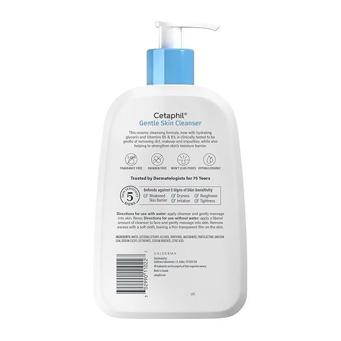 Cetaphil Face Wash, Hydrating Gentle Skin Cleanser for Dry to Normal Sensitive Skin, 16 oz + Travel Size Moisturizing Lotion 2 oz