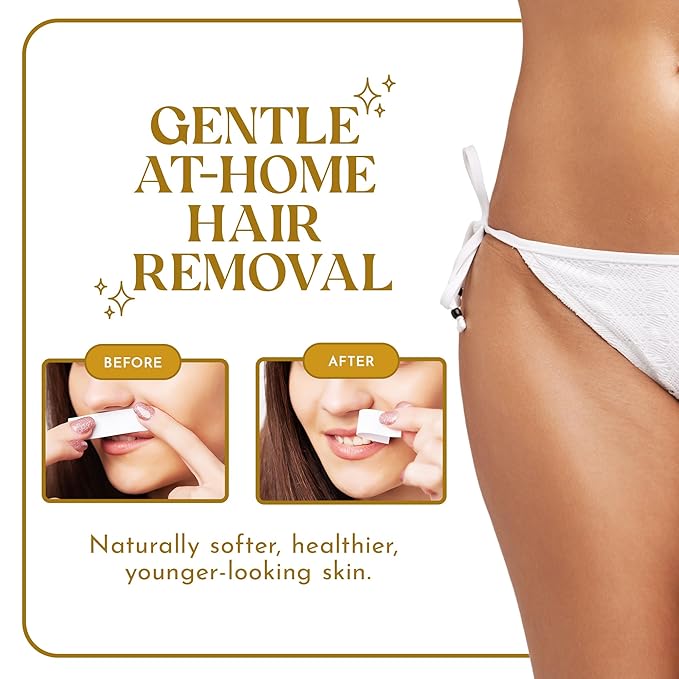 MOOM Express Wax Strips with Chamomile & Lavender, Hair Removal Kit with Finishing Oil – Face, Bikini Area & Brazilian, 10 Double-Sided Strips (1 Pack), 20 Count