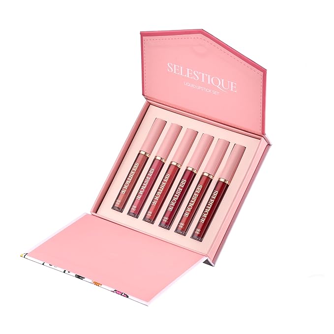 Matte Liquid Lipstick For Women, Set of 6 Colors from Nude to Dark Red, Waterproof Matte Lipstick Long Lasting, Non-Sticky and Fade-Resistant Formula – Lip Makeup Kit for Long Lasting Style, 6 pcs