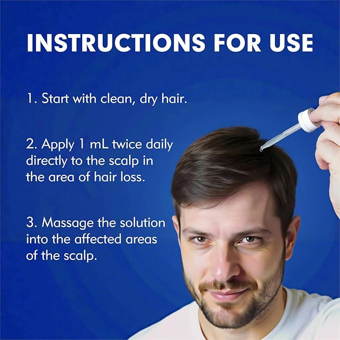 5% Minoxidil for Men, Extra Strength Hair Growth Serum, Beard Growth Oil, Fast Absorbing Dropper, Non Greasy, Low Residue Formula, 2-Pack for 2 Months, Hair Regrowth Treatment for Thinning Hair