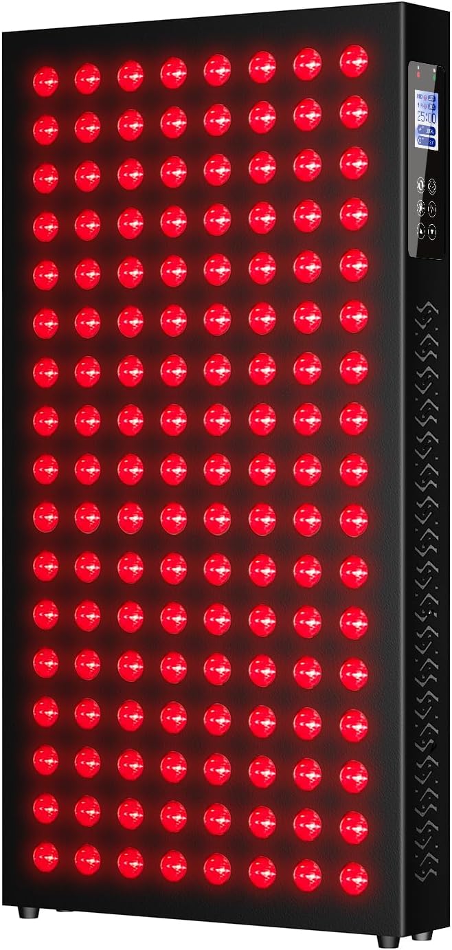 Red Light Therapy,Dual Chip Clinical Grade LED Device with LCD Display Timer Near-Infrared Light 630nm 660nm 810nm 830nm 850nm,Ideal for Face,Body,Pain Relief,Skin Health (Black, 136)