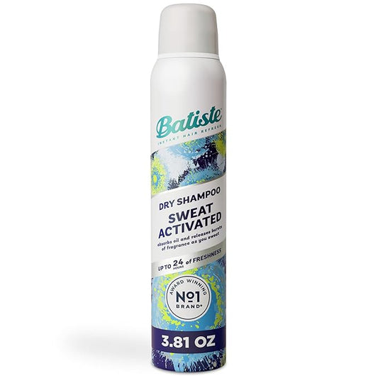 Batiste Sweat Activated Dry Shampoo, Neutralizes Odor for Up to 24 Hours & Prevents Sweat Buildup in Hair, Waterless Shampoo, 3.81 Oz