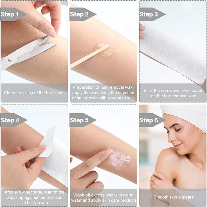 400 Non-Woven Waxing Strips for Facial, Body, and Bikini Hair Removal (White)