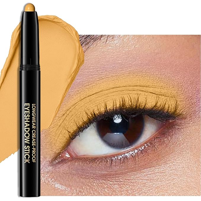 Erinde Waterproof Cream Eyeshadow Stick, Mustard Yellow Matte Eye Shadow Sticks, Cream to Powder Eyeshadow Crayon, Buildable & Blendable Long-Lasting Eye Shadow Stick, Vegan & Cruelty-Free, 07