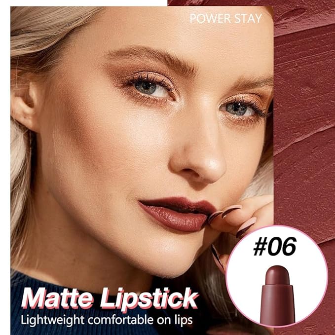 Chocolate Matte Lipstick Crayon for Women, Long Lasting Waterproof Velvet Lip Liner Pencil, High Pigment Creamy Lipstick, Longwear Non-Drying Lip Makeup Cruelty-free 24 Hours Original, 06#