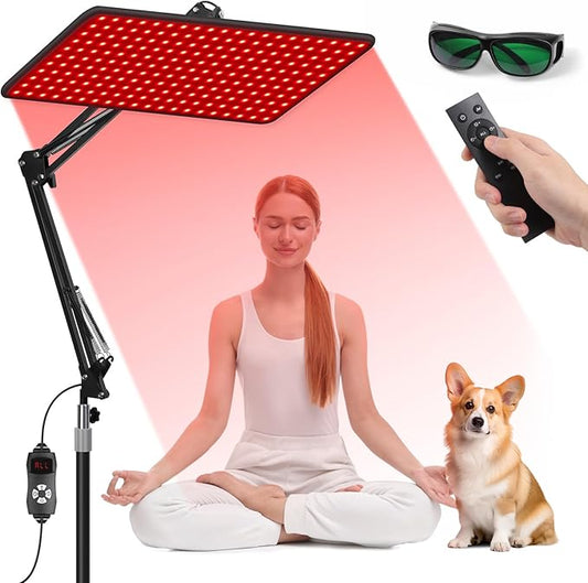 Morfone Red Light Therapy for Face and Body - Wireless Magnetic Remote, 660nm 850nm 940nm 3 in 1 Red Infrared Light Therapy Lamp with Stand with Large Panel, Therapy Device at Home, Gifts for Women