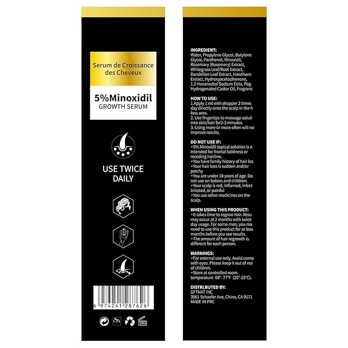 5% Minoxidil for Women with Biotin and Rosemary Hair Growth Serum (Glass Bottle), 5% Minoxidil for Men Spray for Thicker Fuller Hair
