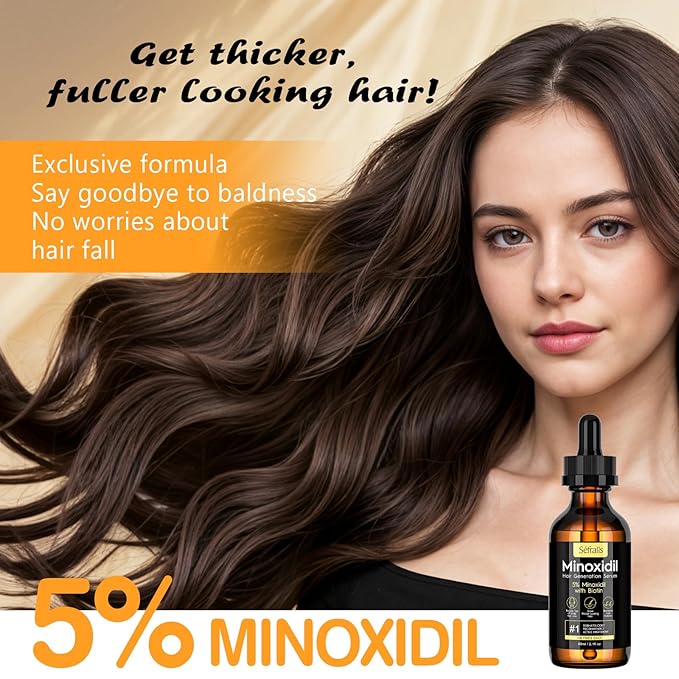 5% Minoxidil Hair Growth Oil for Men & Women - Extra Strength Regrowth Serum, Topical Hair Loss Treatment Serum, Thicker, Healthier Hair & Beard Growth Kit, 2.11 fl.oz