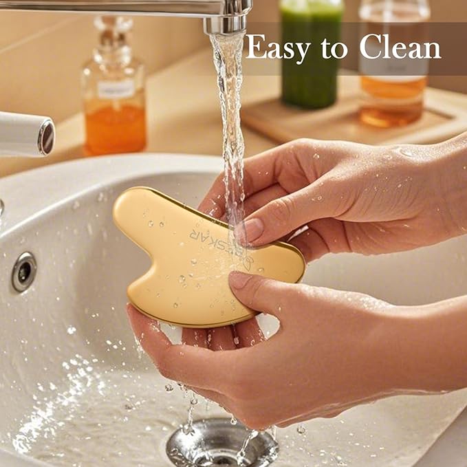 BESKAR Gua Sha Facial Tools, Stainless Steel Guasha Massage Sticks for Jawline Sculpting, Tighten Face Skin and Reduce Wrinkles, Face Eyes Body Neck Massage Tool, Skin Care Gift