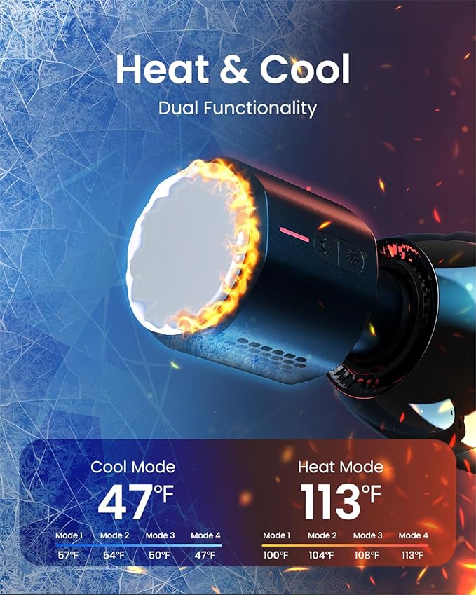 RENPHO Massage Gun Deep Tissue with Heat and Cold, Percussion Muscle Massage Gun Bluetooth with 12mm Amplitude, Handheld Massager Gun, Power+ Thermacool Grey