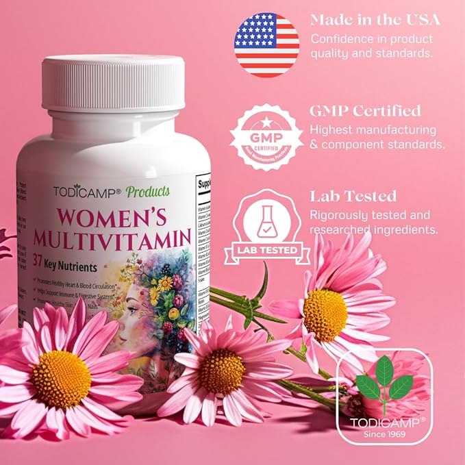 Women's Multivitamin & Mineral Complex with Plant-Based Extracts - Hair Skin and Nails Vitamins - Foundational Multivitamin for Women - 30 Day Supply