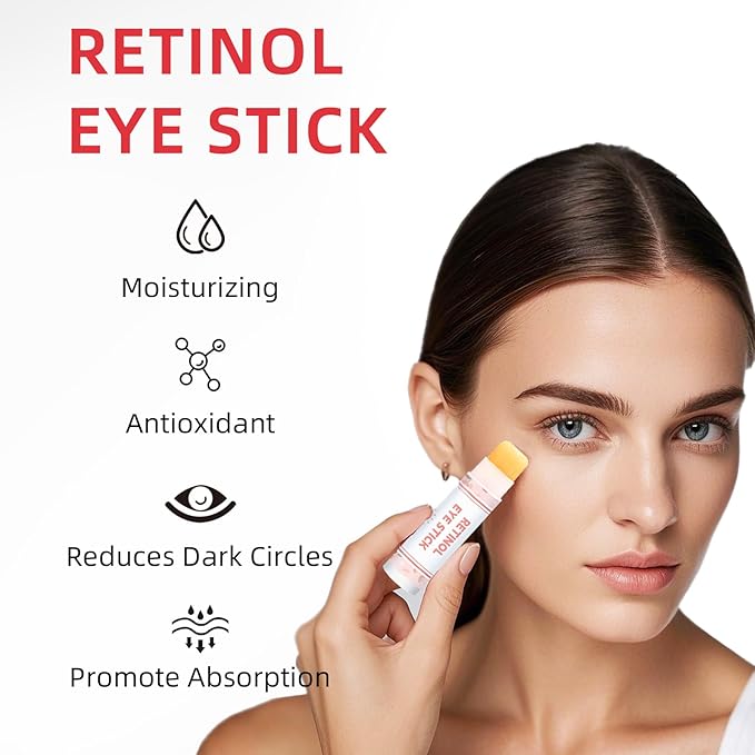 Retinol Eye Stick, Anti-Aging Eye Cream, Skincare for Wrinkles, Dark Circles, Puffiness - Retinol Eye Balm Moisturizes, Softens & Nourish Skin，All-in-One Face Skincare Treatment (0.13oz *60pcs)