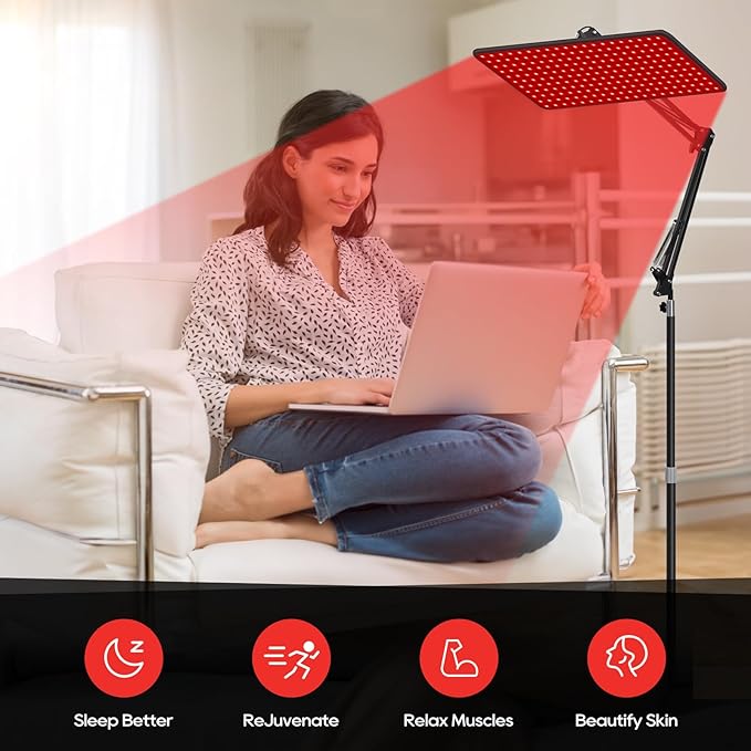 Morfone Red Light Therapy for Body - 200 LED 660nm, 850nm, 940nm Infrared Light Therapy Lamp Large Panel with Adjustable Stand, Protective Glasses for Home Use, Gift for Women Girls