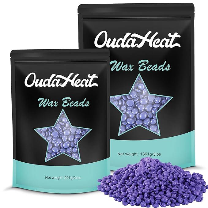5 lb Refill Bulk Hard Wax Beads for Hair Removal and Brazilian Full-Body Waxing, Gentle on Bikini Sensitive Skin Face Leg Underarm Back Chest Fine and Coarse hair, Commercial Salon and Home, Purple